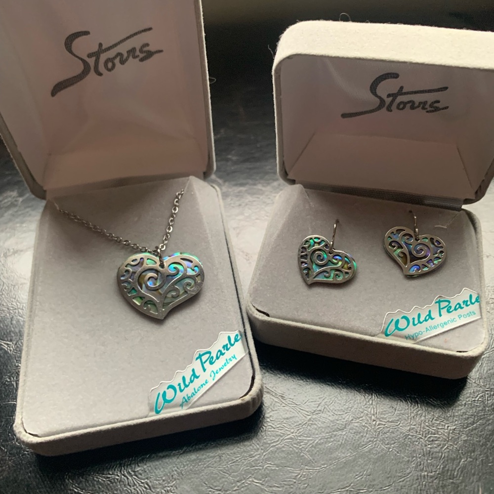 Wild Pearl Abalone Jewelry Necklace and Earring Set